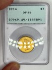1854  3 Gold Indian Princess Pcgs Xf45 Rattler Old Holder Video First Year