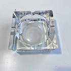 Vtg Girand Crystal Glass Cigarette Ashtray 6x5  Heavy Mcm Paperweight Round Well