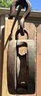 Antique Wood Pulley Block W  Iron Hook 10    Barn Farm Nautical Rustic Tool