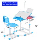 Blue Height Adjustable Kids Study Desk   Chair Set Boy Girl Table W  Lamp drawer