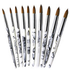 A Marble Kolinsky Acrylic Nail Brush Oval Handle Manicure Tools Size 6-24 Us   