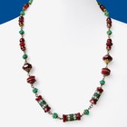 Antique Neiger Brothers Necklace Czech Glass Beads Gold Tone Linked Green 24 