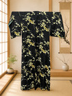 Vintage Japanese Kimono Black Gold Plum Blossom Robe Family Collection