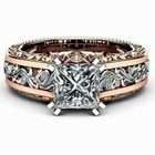 Real Moissanite 2 30ct Princess Cut Engagement Ring 14k Two Tone Gold Plated