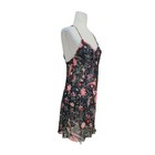 Natori Sheer Feminine Black   Pink Floral Dark Romantic Sexy Tropical Slip Dress