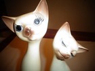 Napcoware C-6195mb Vintage Cats Lot Of 2 Siamese Figurines Large Ceramic Pot