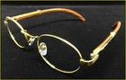 Men s Classy Exotic Elegant Retro Style Clear Eye Glasses Oval Gold   Wood Frame