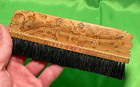 Antique Chinese Pyrographed Wood Koi Fish   Scholars Bristle Clothes Brush