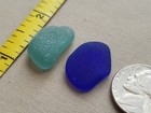 Genuine Pure Beach Sea Glass Surf Tumbled Cobalt Blue Teal Medium Frosted V1