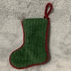 Vintage Needlepoint Christmas Stocking Ornament Black Cat Noel Green Corduroy 6 