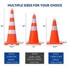 18  28  36  Orange Traffic Safety Cones Fluorescent Reflective Parking Road