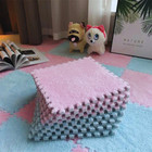 12 Pcs Plush Interlocking Carpet Tiles  Non-toxic Shaggy Foam Carpet Tiles For T