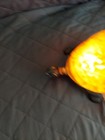 Vtg Turtle Amber Glass Decorative Retro Night Light Cast Iron Style Table Lamp
