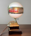 Vintage Coors Beer Globe Lamp With Digital Clock Works W  2 Bulbs Clear blue Euc