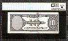 1929  10 American Bank Note Specimen 10 Units Abnc Test Note Money Pcgs 63 Ppq