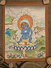 12  Black Jambhala Thangka  Tibetan God Of Wealth Art