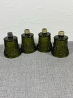 Set Of 4 Vintage Green Daisy Floral Sunflower Peg Votive Cup Candle Holder