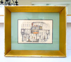 Set Of 2 Vintage Framed  Trolley Streetcars Art Work Lithographs
