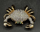Blue Crab Bejeweled Crystal Enamel Trinket Box Deep Sea Ocean Gold Tone