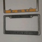 Lot Of 2 Vintage Lsu Vanity License Plate Tag Frames Pewter   Metal Geaux Tigers