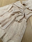 Paper Crane 2pc Smocked Floral Top   Skirt Set Square Neck Beige white S