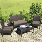 4pcs Outdoor Patio Rattan Furniture Set Cushioned Sofa Coffee Table Deck
