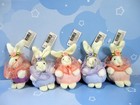 Easter 5 Assorted Mini Rabbits Plush 4  Floral Pink Blue With Russ Berrie Tags
