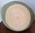 Bolga Market Basket Large Handwoven Ghana Africa Colorful Leather 16  Diameter 