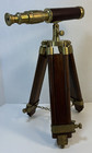 Nautical Decor Telescope Brass Tripod W  Hardwood Stand
