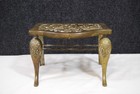 Antique Brass Mcm Fireplace Footman Birds Trivet Teapot Kettle Plant Stand Stool
