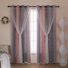 Grey And Pink Curtains Kids Curtains For Bedroom Star Blackout Window Curtain Fo
