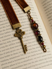 Handmade Dark Academia Velvet Ribbon Bookmark   Bronze Key Reader Gift
