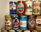 Lot Of 34 Vintage Beer Cans Steel Pull Tab Top - Straight And Crimped Cans