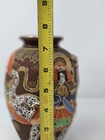 Vtg Japanese Satsuma Moriage Vase 7 5  Kannon Riding White Elephant Dragon Gilt