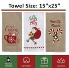 Cute Christmas Kitchen Towel Cotton Holiday Dish Drying Hand Towel 15x25