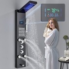 Ello allo Led Rain Waterfall Shower Panel Tower System Massage Jet Faucet Black