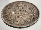 1909 Broad Leaves Canada 10 Cents Dime Km  10 Circulated Coin Ii248