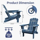 4pcs All-weather Hdpe Folding Adirondack Chair Fire Pit Chair W cup Holder blue
