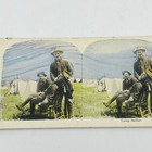 1898 Stereoview Card Tinted Spanish-american War Us Army Troops W  Camp Barber