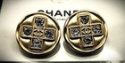 6 Pcs Chanel Cc Logo Stamped Gold Clear Rhinestone Round Buttons 20mm Set Of 6