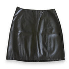 Mangopop Women High Waisted Mini Short Pencil Bodycon Faux Leather Skirt Small