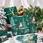  Christmas Green Wrapping Paper Roll - Mini Roll - Fox  Squirrel  Green Forest