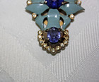Vintage Art Deco Painted Enamel Pot Metal Rhinestone Dress Fur Clip