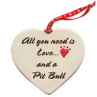 Pit Bull Porcelain Pet Gift Heart Ornament