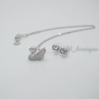 Nib Swarovski 5136654 Swan Necklace Earrings Set Rhodium-plated Clear Crystal