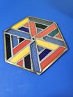 Vintage 9  Handmade Stained Leaded Glass Kaleidoscope Brass Double Wheel Mint 