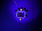 Vintage Czech Cadmium Glass Rhinestone Pendant Button Uv Reactive Retro Art Deco