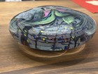 Rollin Karg Dichroic Multicolor Iridescent Art Glass Disc Sculpture Signed 2000 