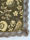 Pair Of Antique French Or European Tapestry Doily W  Metallic Lace Trim Flowers