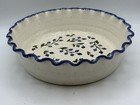 Vintage Hand Painted Fitzy s Blueberry Ware Stoneware Fluted Pie Plate 10 